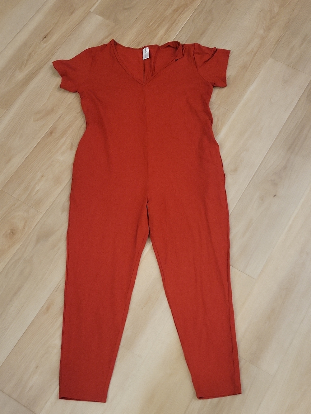 Smash + Tess Short-Sleeve V-Neck Jumpsuit in Rust Orange